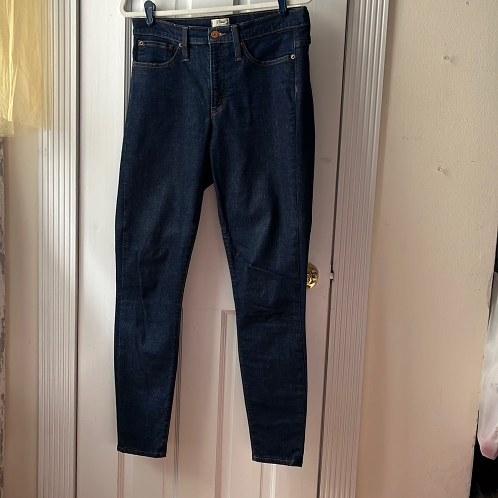 J. Crew Toothpick High Rise Jeans, Deep Indigo color, size 30 Tall